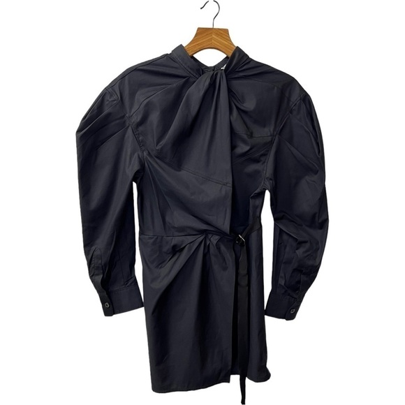 Zara Blogger Favorite Mini Dress with Knot in Midnight Navy Size M NWT - Picture 6 of 16